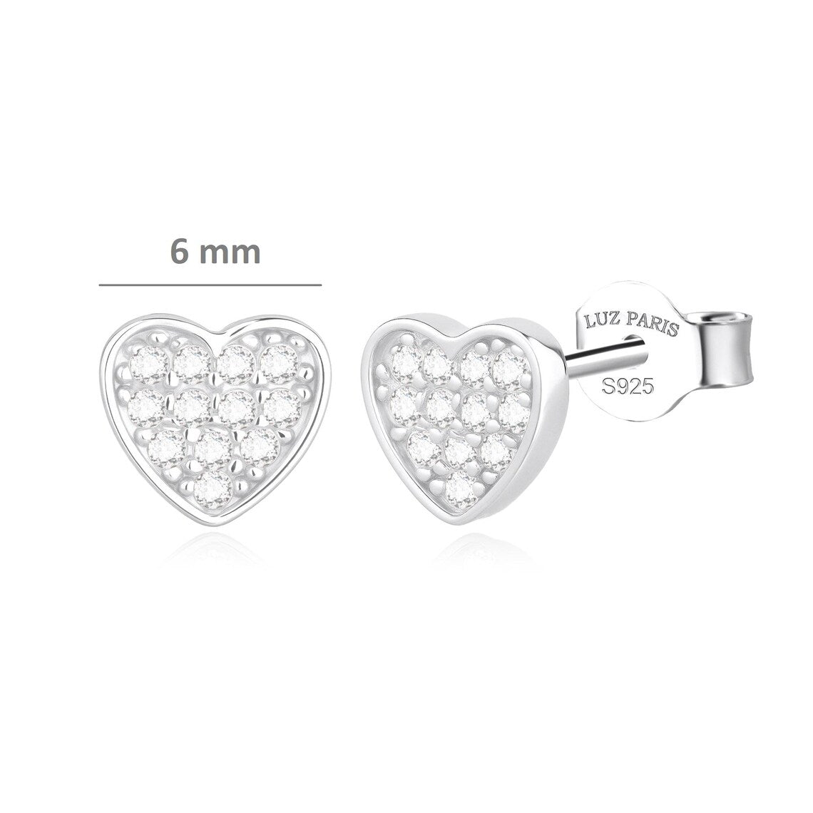 Pendientes Plata 925mls Corazón con 12 Circonitas blancas
