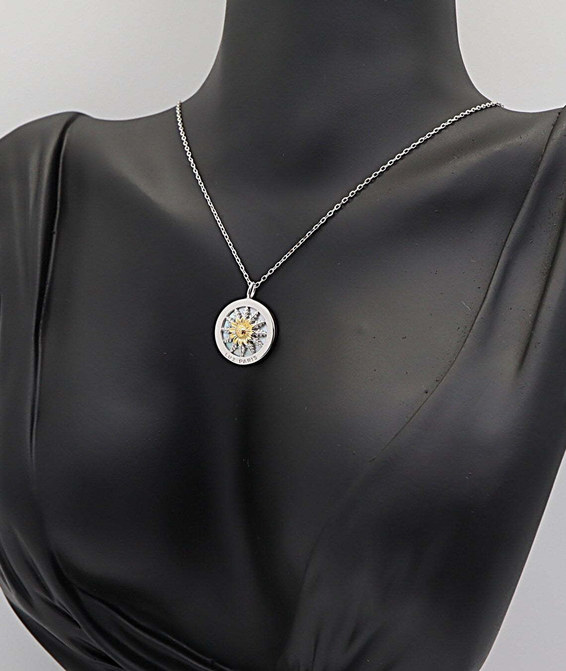 Collar Plata 925mls Eguzkilore bicolor baño Oro 18k | Joyería Vasca