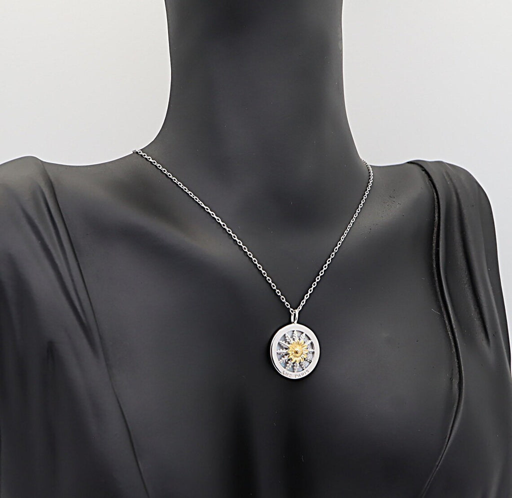 Collar Plata 925mls Eguzkilore bicolor baño Oro 18k | Joyería Vasca