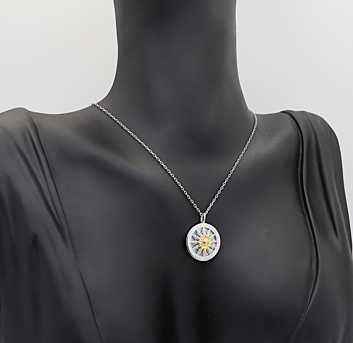 Collar Plata 925mls Eguzkilore bicolor baño Oro 18k | Joyería Vasca