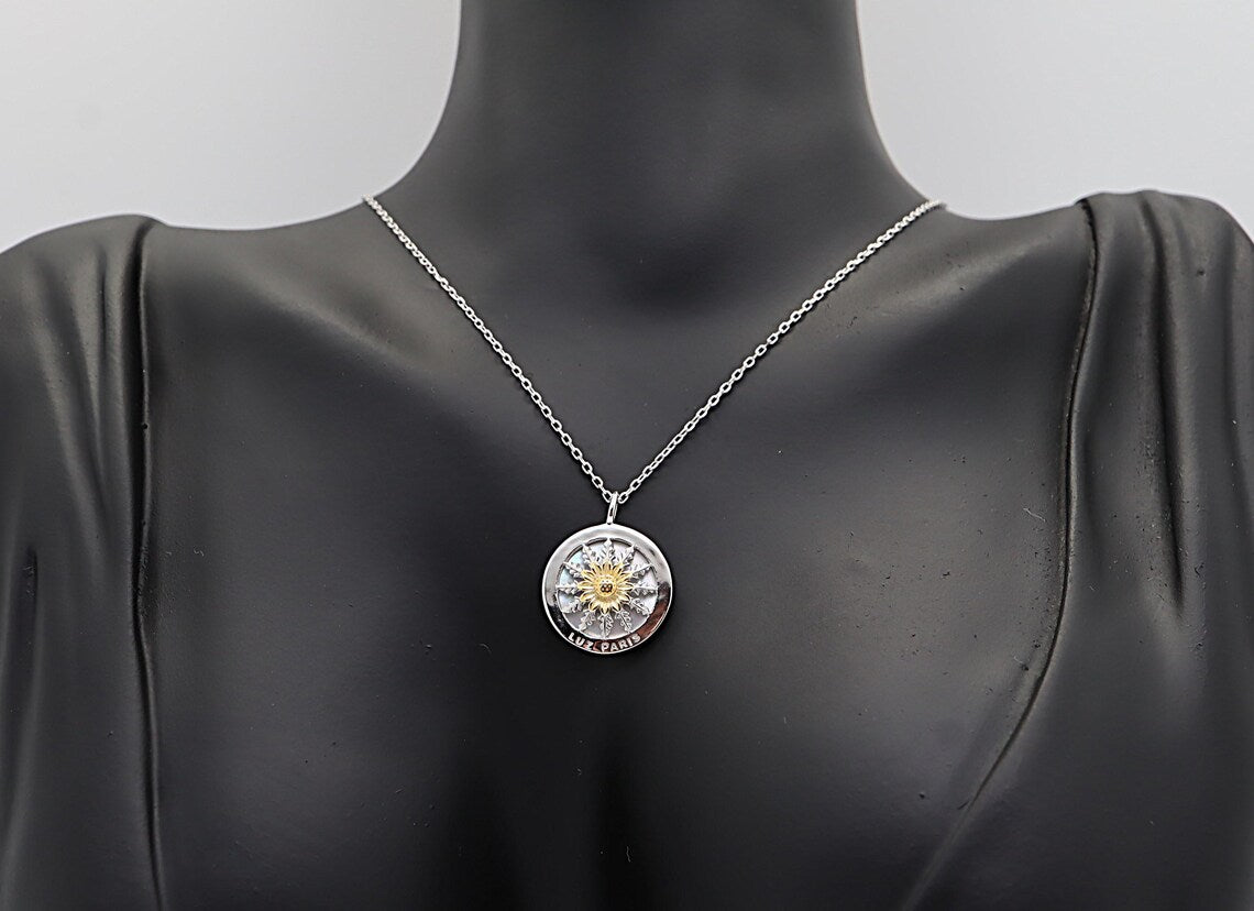 Collar Plata 925mls Eguzkilore bicolor baño Oro 18k | Joyería Vasca