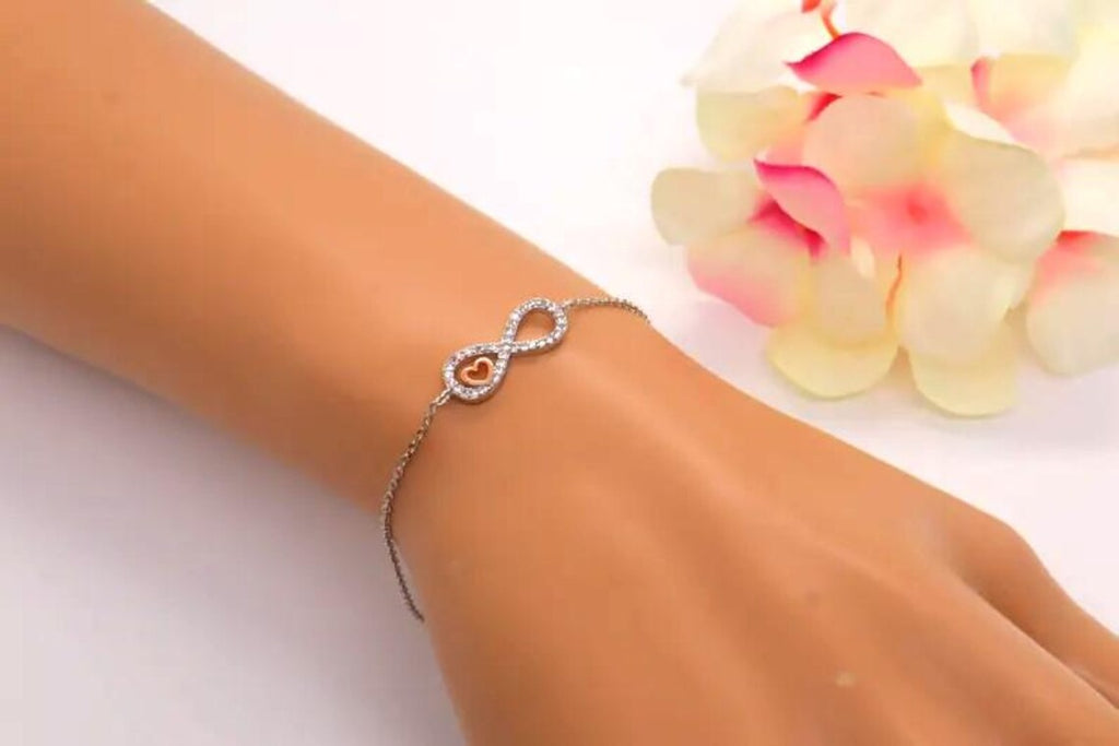 Pulsera Plata 925mls Corazón Infinito