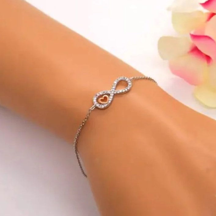 Pulsera Plata 925mls Corazón Infinito | Joyería fina | Símbolo amor infinito