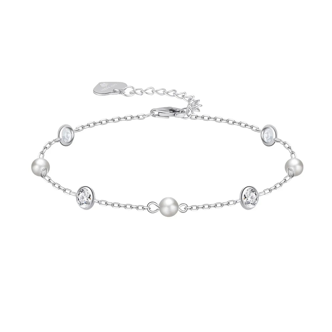 Pulsera Plata 925mls con Tres Perlas y Circonitas Blancas | Joyería Elegante Mujer | Regalo Fino | Pulsera Ajustable Hecha a Mano