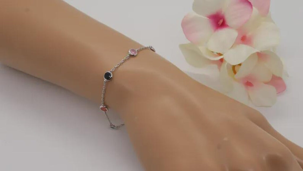 Pulsera Plata 925mls Circonitas 6 colores