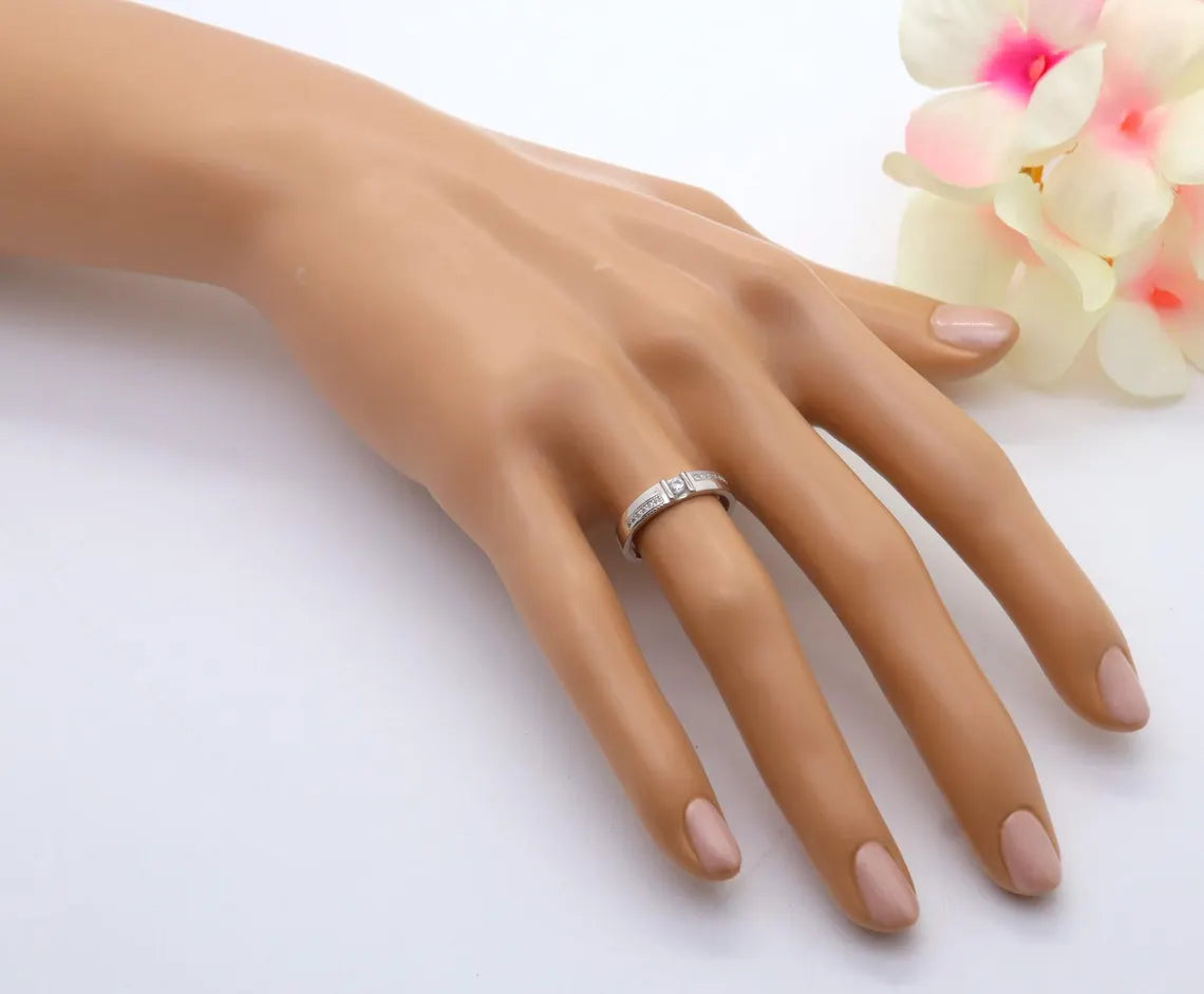 Anillo Plata 925mls Blanco con Circonitas