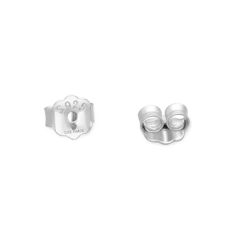 Pendientes Plata 925mls Circonita blanca borde lacado rosa