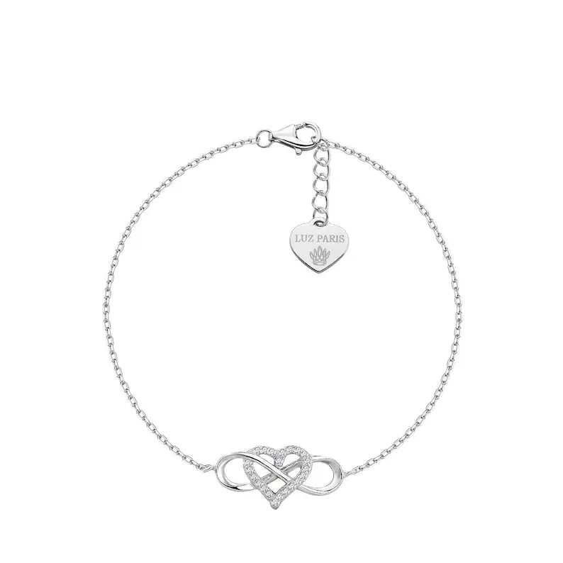 Pulsera Plata 925mls Infinito Corazón circonitas blancas