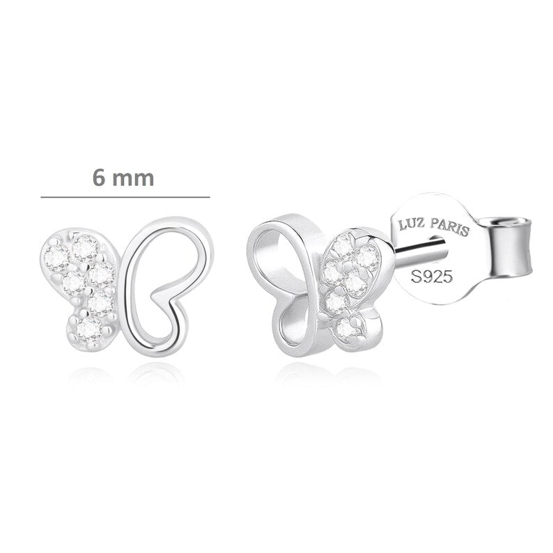 Pendientes Plata 925mls Mariposa con 6 Circonitas blancas