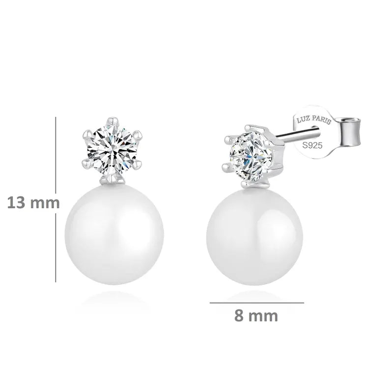 Pendientes Plata 925mls Perla y Circonita blanca