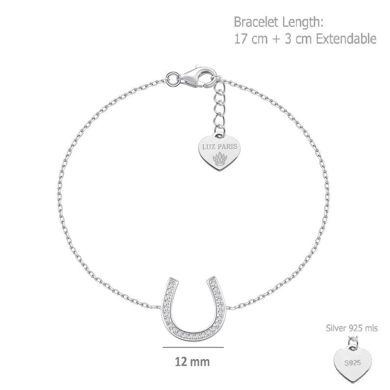 Pulsera Plata 925 Herradura con Circonitas | Amuleto de Suerte Mujer | Regalo con Significado | Joyería Fina Hecha a Mano