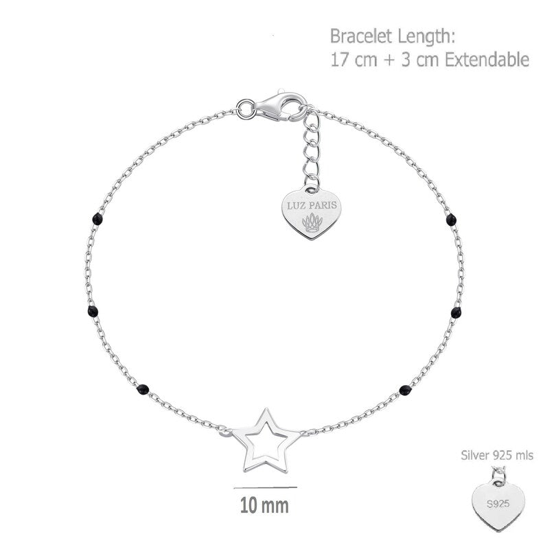 Pulsera Plata 925 con Estrella | Joyería Minimalista Mujer | Regalo Simbólico Hecho a Mano | Pulsera Ajustable Plata de Ley