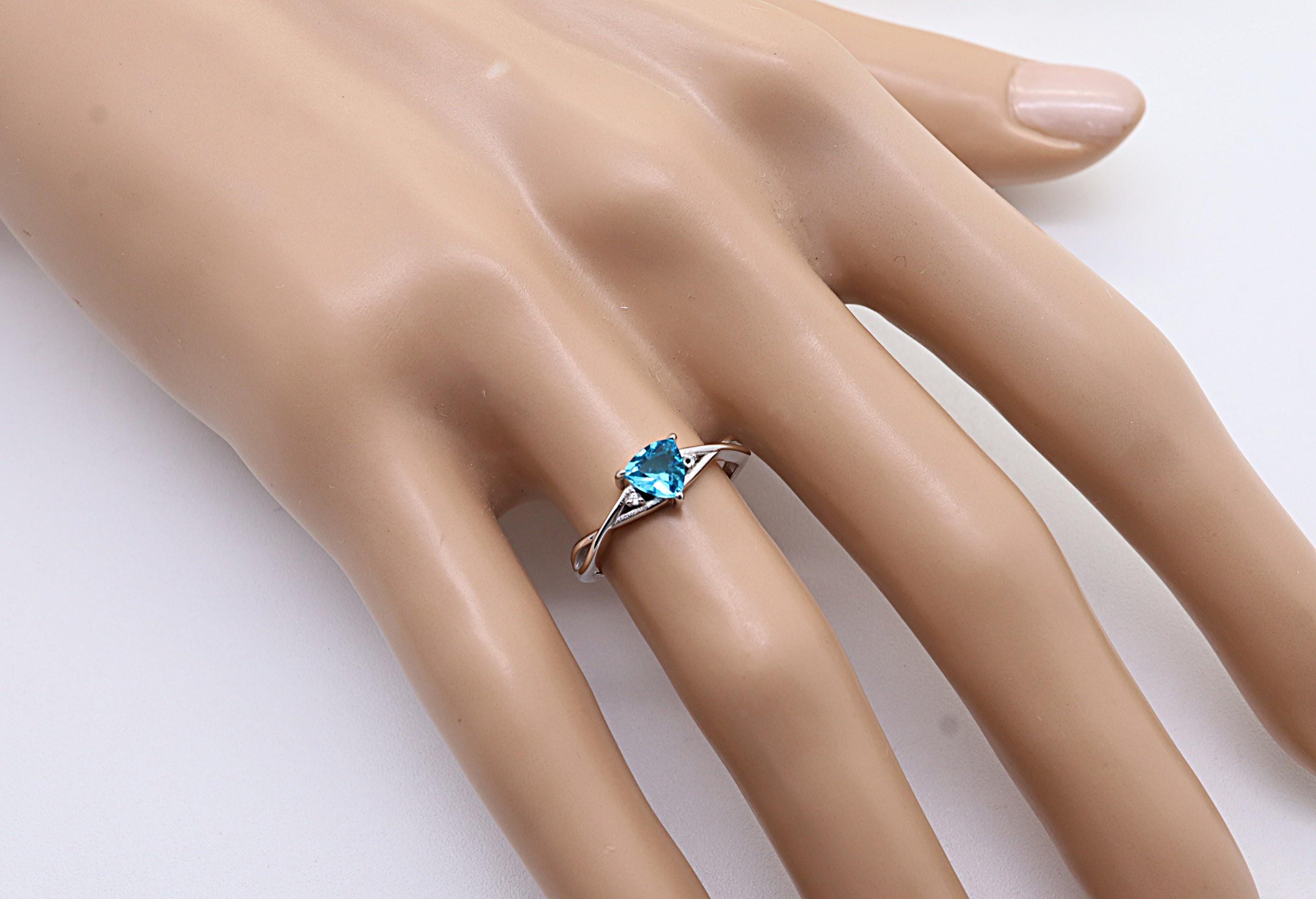 Anillo Plata 925mls Circonita Azul trenzado