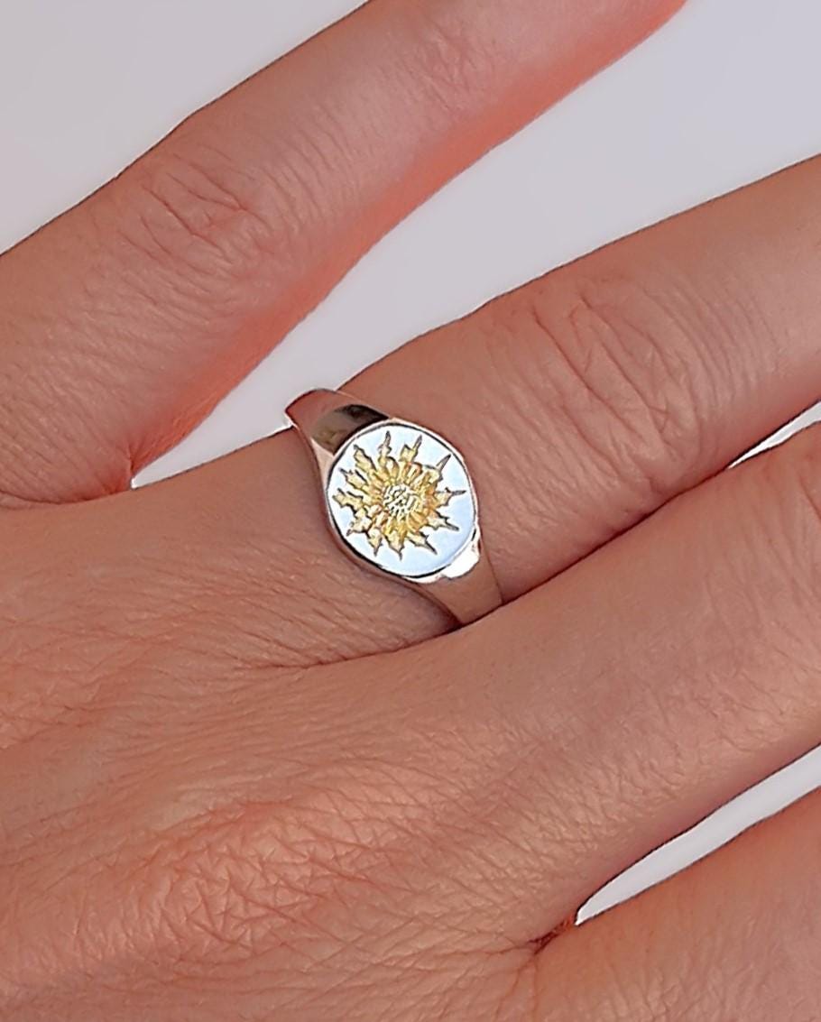 Anillo Plata 925mls Eguzkilore bicolor baño Oro 18k (6 tallas disponible)