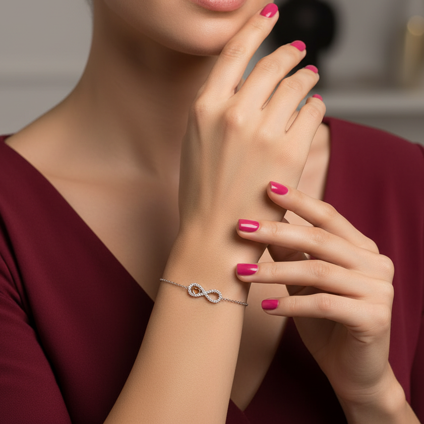 Pulsera Plata 925mls Corazón Infinito | Joyería fina | Símbolo amor infinito