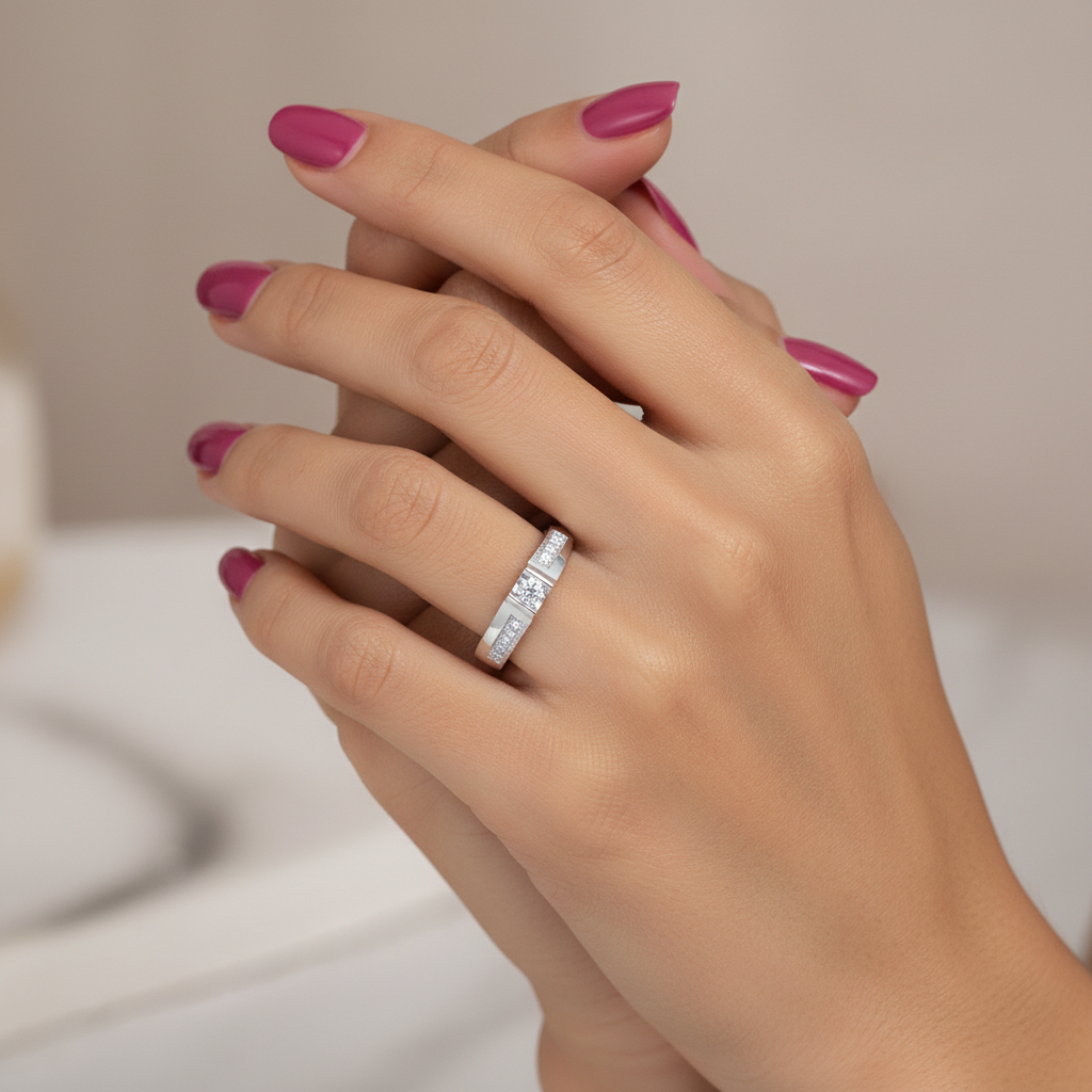 Anillo Plata 925mls Blanco con Circonitas