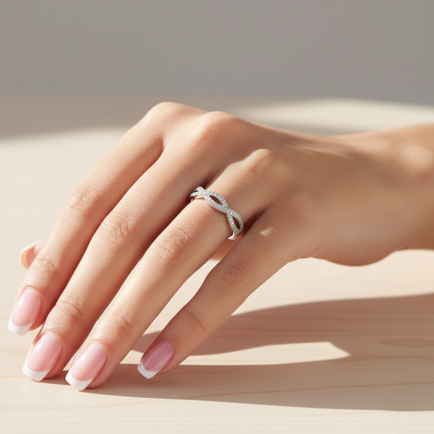 Anillo Plata 925mls Trenza con Circonitas