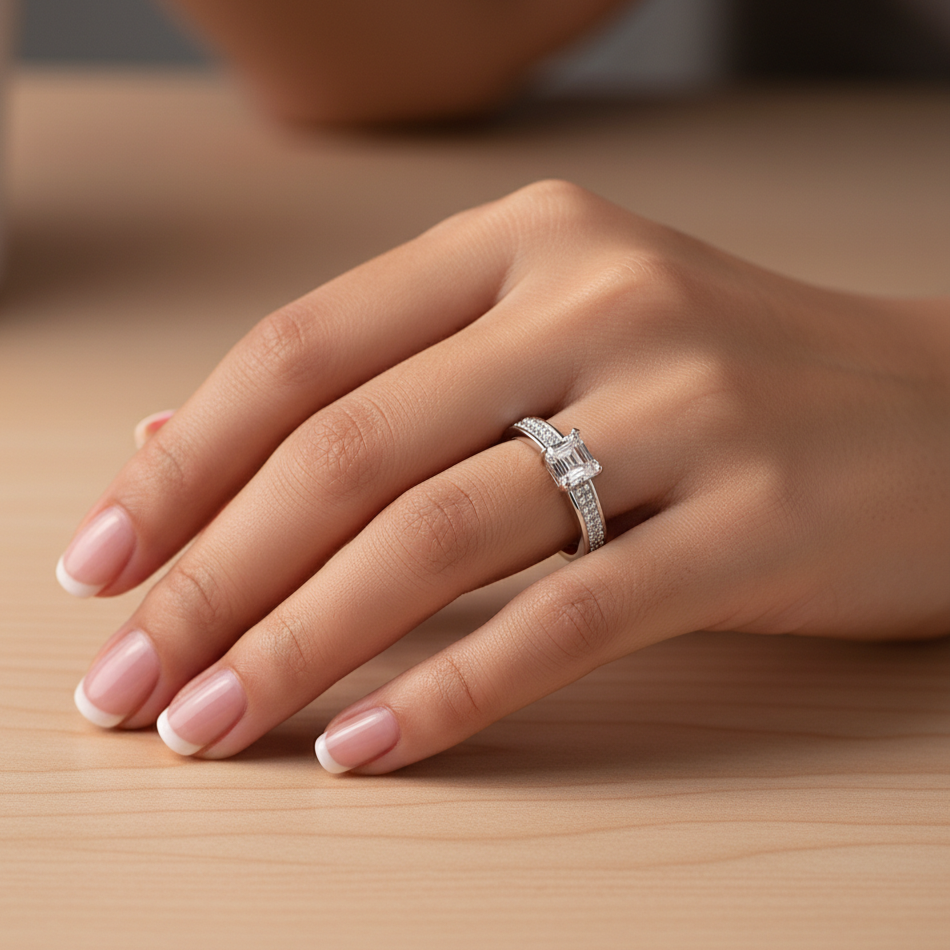 Anillo Plata 925mls Circonita Blanca talla Princesa