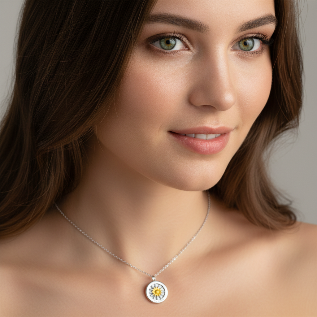 Collar Plata 925mls Eguzkilore bicolor baño Oro 18k | Joyería Vasca