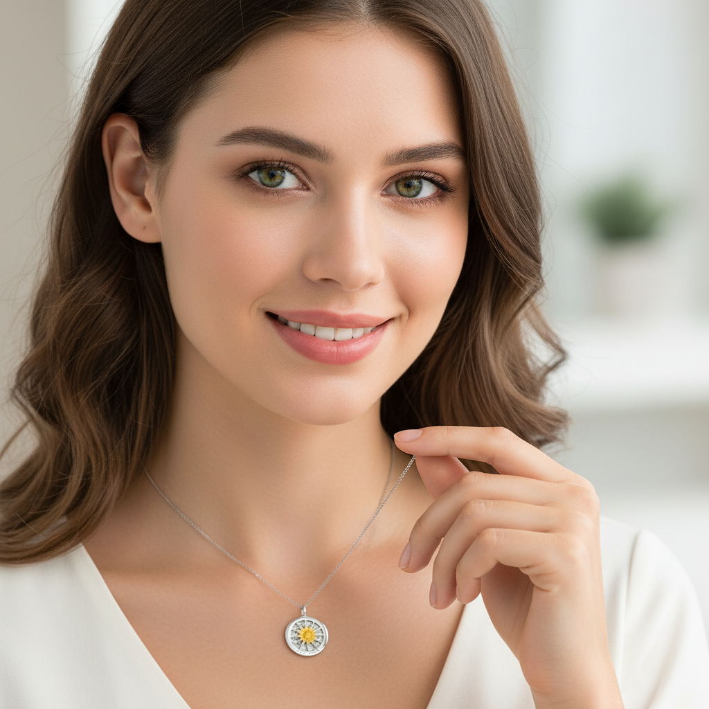 Collar Plata 925mls Eguzkilore bicolor baño Oro 18k | Joyería Vasca