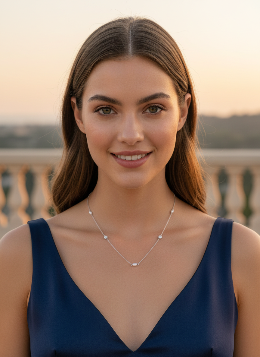 Collar Plata 925mls Perla con Circonitas blancas