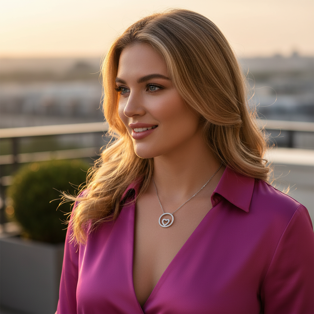 Collar Plata 925mls Corazón con Circonitas blancas