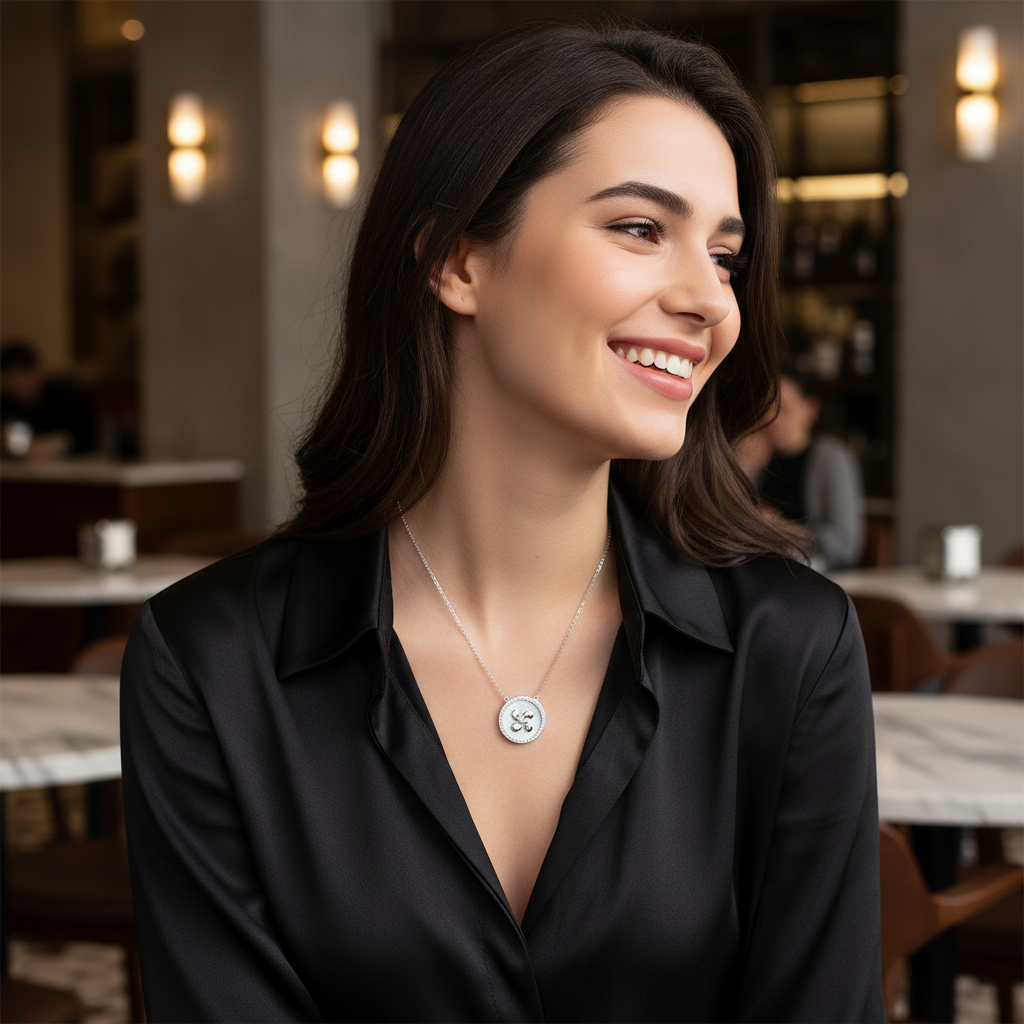 Collar Plata 925mls Lauburu Nácar Circonitas blancas