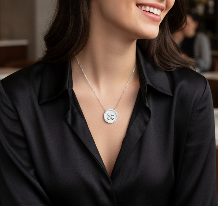 Collar Plata 925mls Lauburu Nácar Circonitas blancas