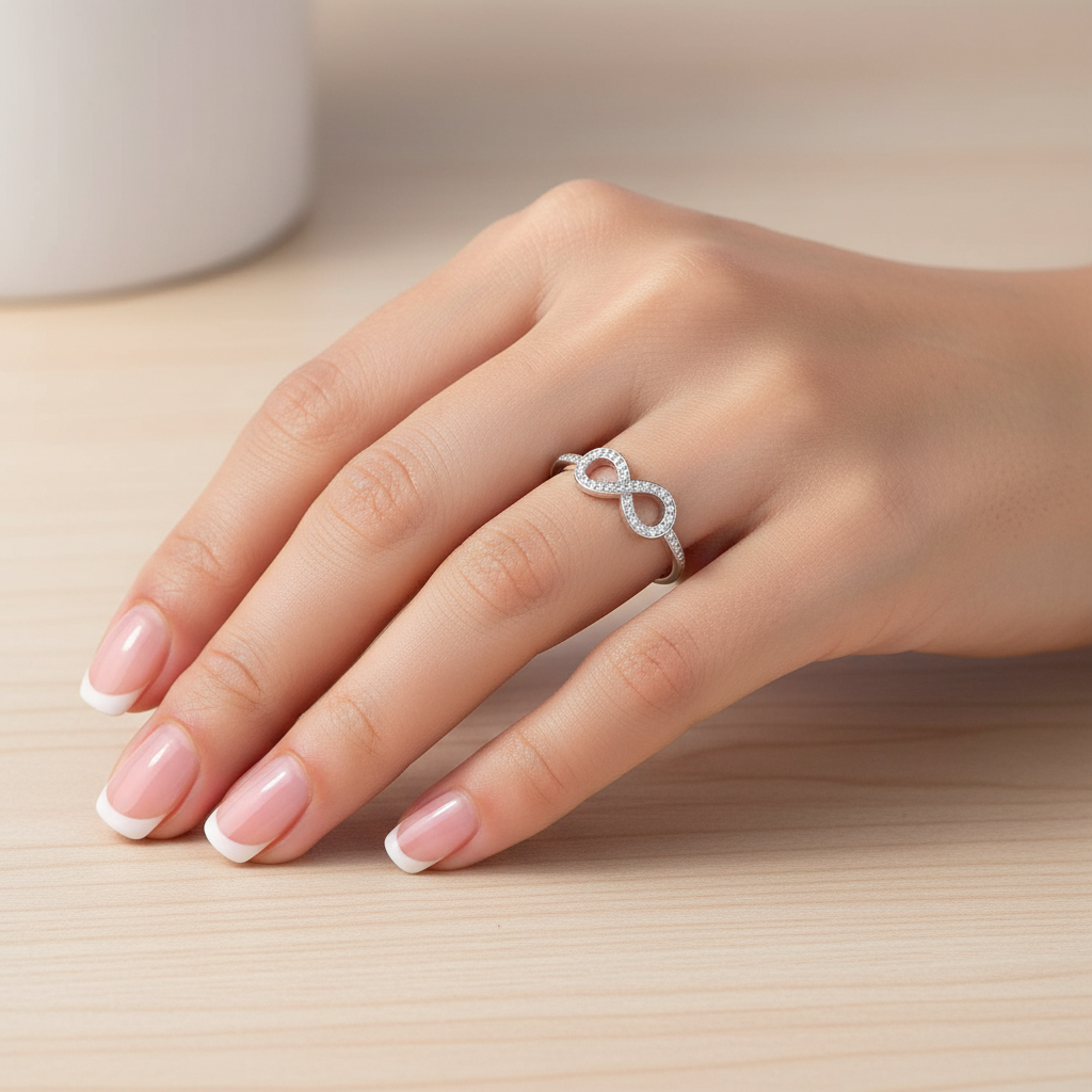 Anillo Plata 925mls Infinito con Circonitas blancas | Joyería Fina