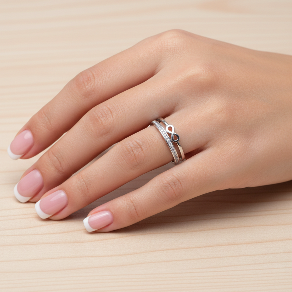 Anillo Plata 925mls Infinito con Circonitas blancas