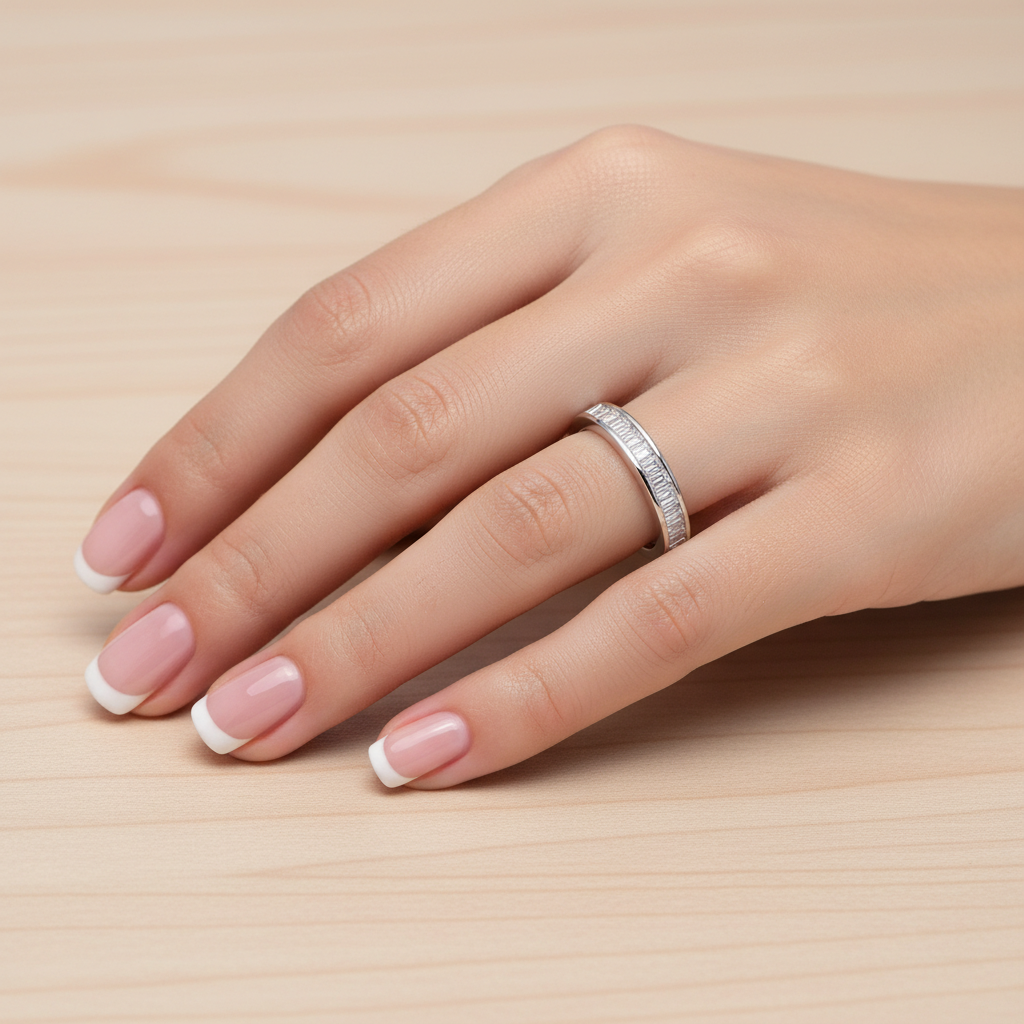 Anillo Plata 925mls Blanco con Circonitas baguette