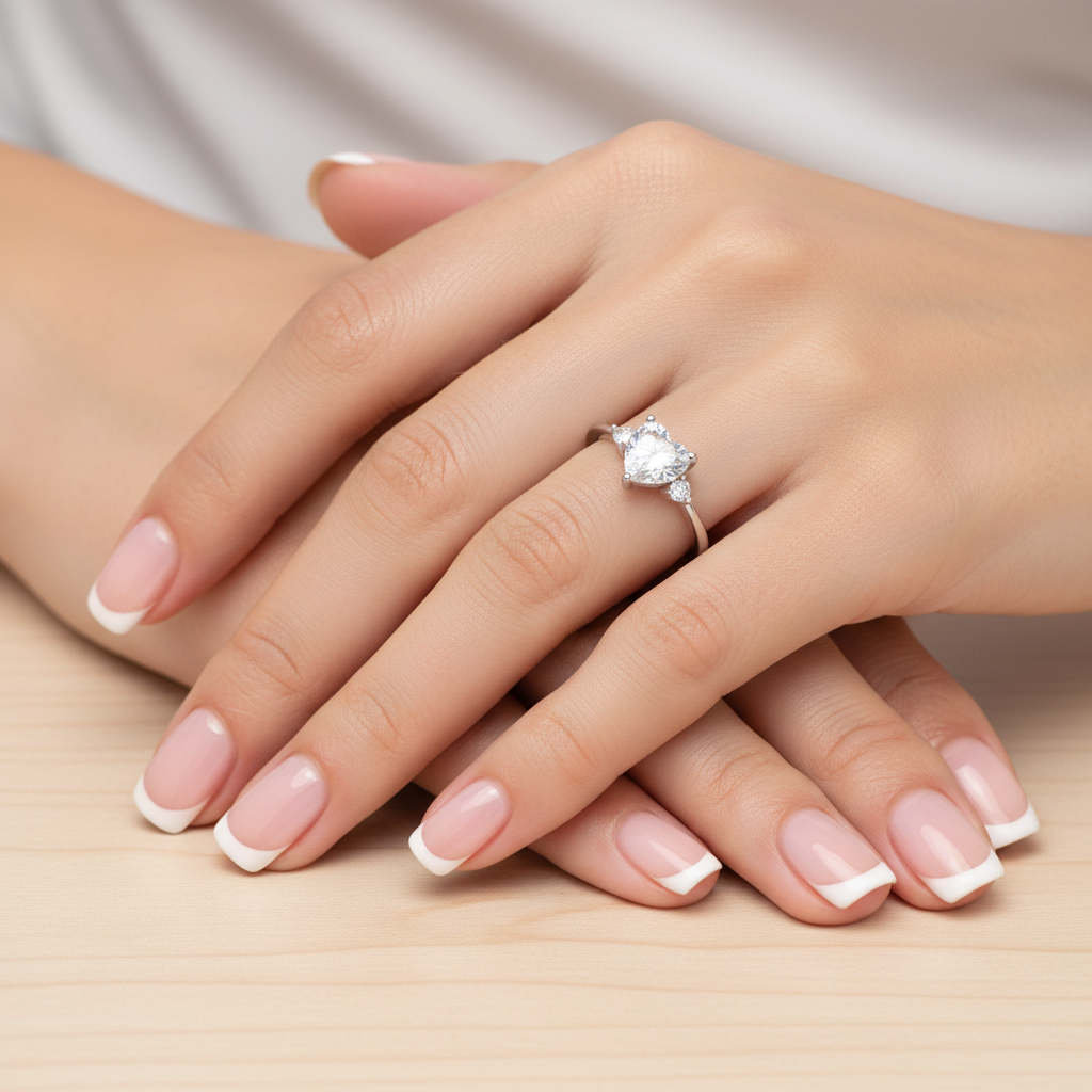 Anillo Plata 925mls Corazón blanco Circonitas