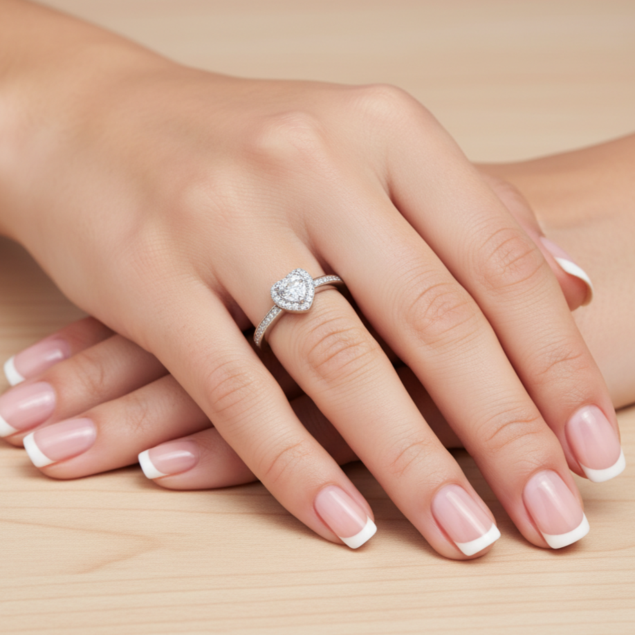 Anillo Plata 925mls Corazón con Circonitas blancas