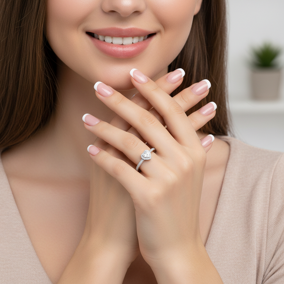 Anillo Plata 925mls Corazón con Circonitas blancas