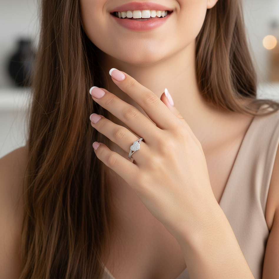 Anillo Plata 925mls Corazón con Circonitas blancas | Joyería Fina