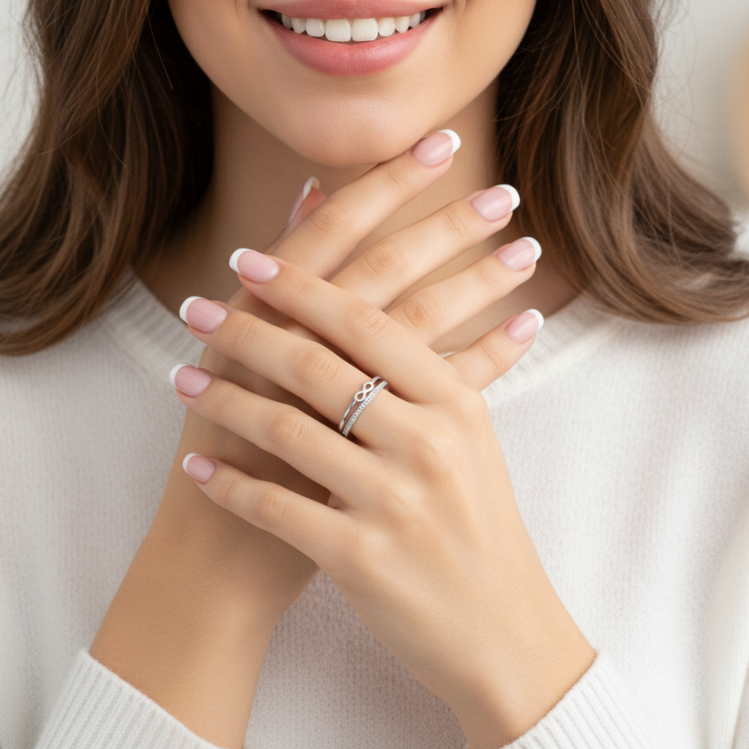 Anillo Plata 925mls Infinito con Circonitas blancas