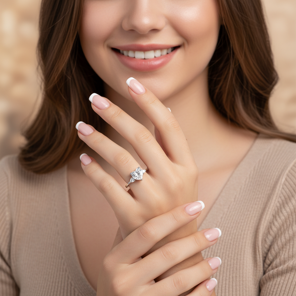 Anillo Plata 925mls Corazón blanco Circonitas