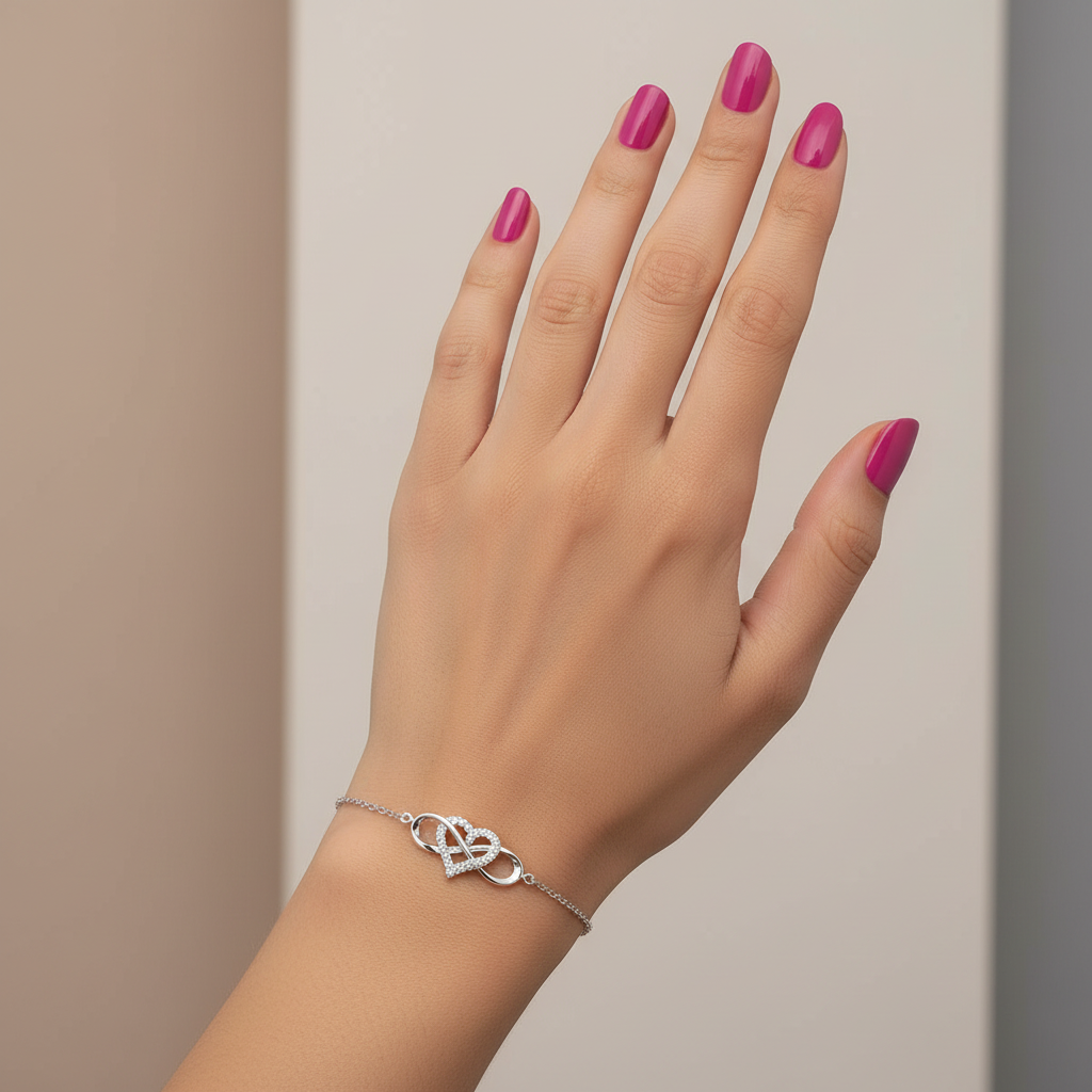 Pulsera Plata 925mls Infinito Corazón circonitas blancas | Joyería fina