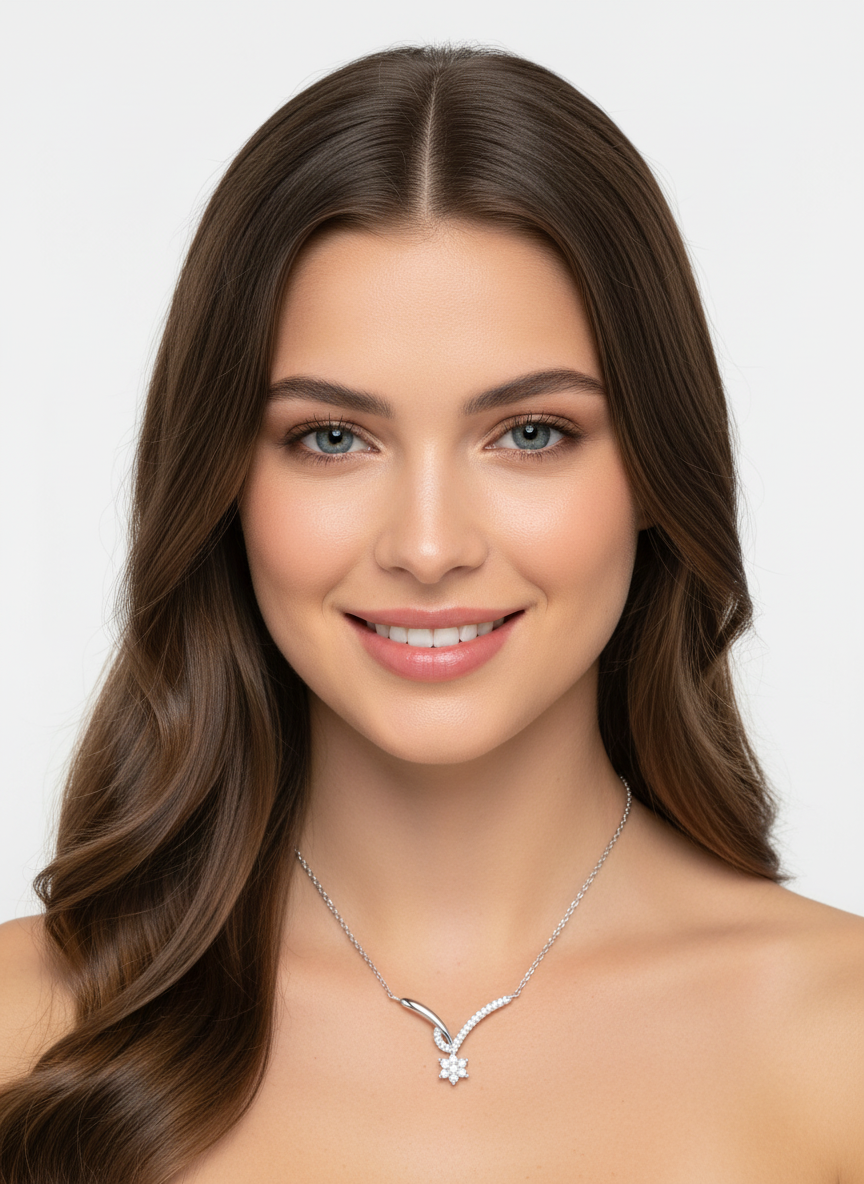 Collar Plata 925mls en Forma de V con Estrella y Circonitas Blancas | Brillo y Elegancia