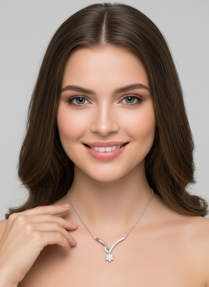 Collar Plata 925mls en Forma de V con Estrella y Circonitas Blancas | Brillo y Elegancia