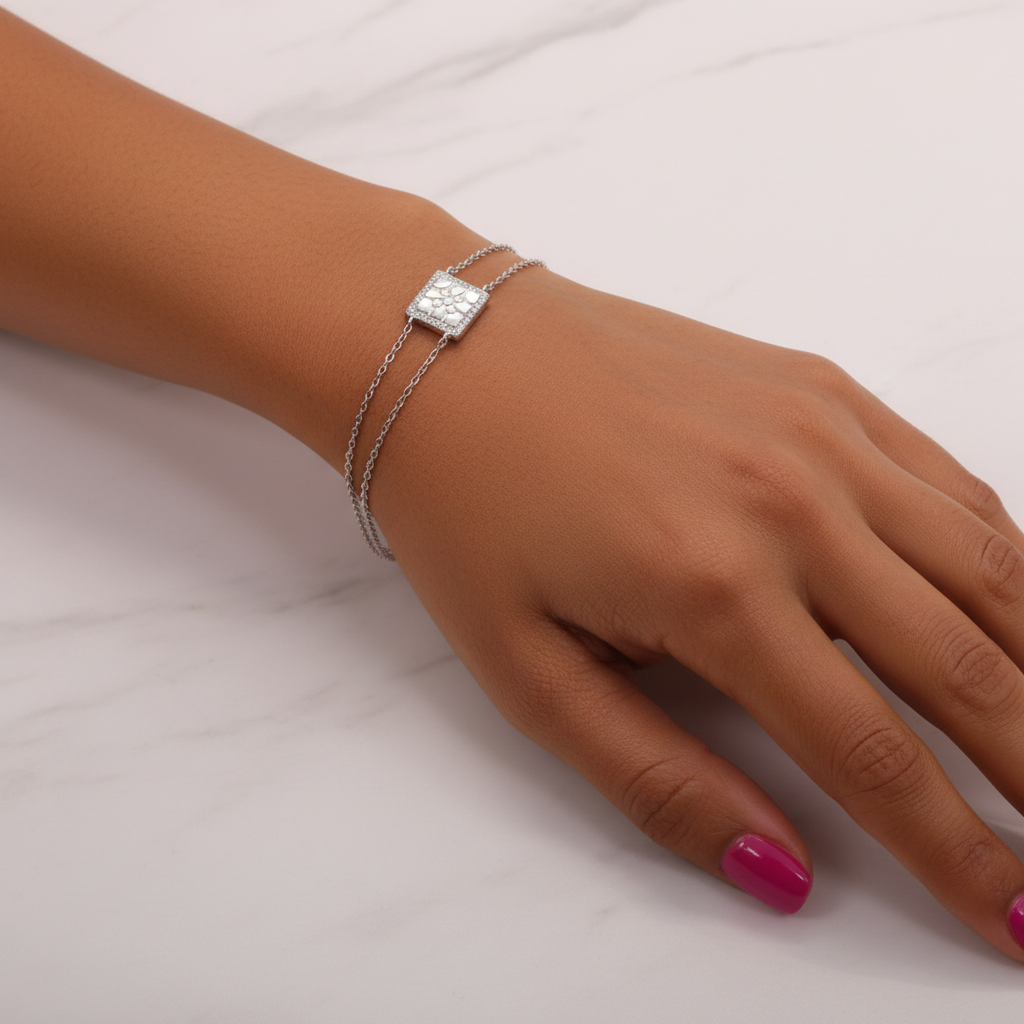 Pulsera Plata 925mls Baldosa Bilbao circonitas | Joyería Vasca | Diseño  exclusivo LUZ PARIS