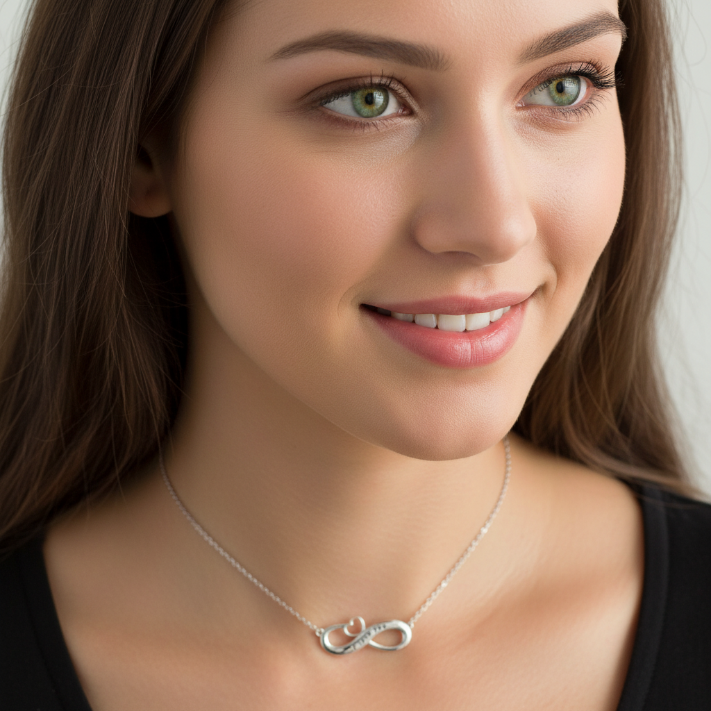 Collar Plata 925mls Corazón Infinito "I love You" con Circonitas — Amor Eterno y Elegancia