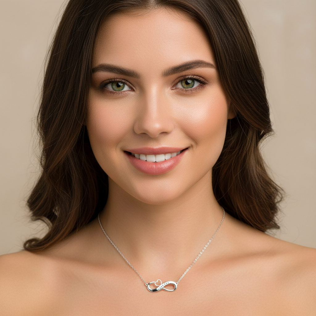 Collar Plata 925mls Corazón Infinito "I love You" con Circonitas — Amor Eterno y Elegancia