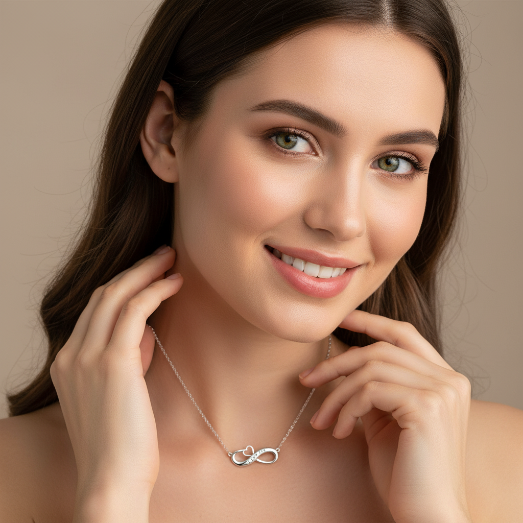 Collar Plata 925mls Corazón Infinito "I love You" con Circonitas — Amor Eterno y Elegancia