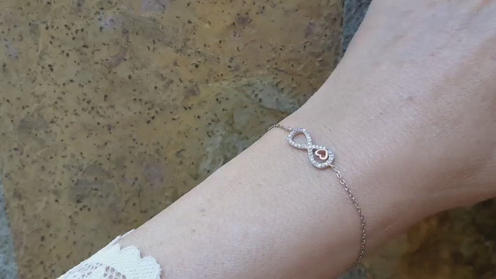 Pulsera Plata 925mls Corazón Infinito
